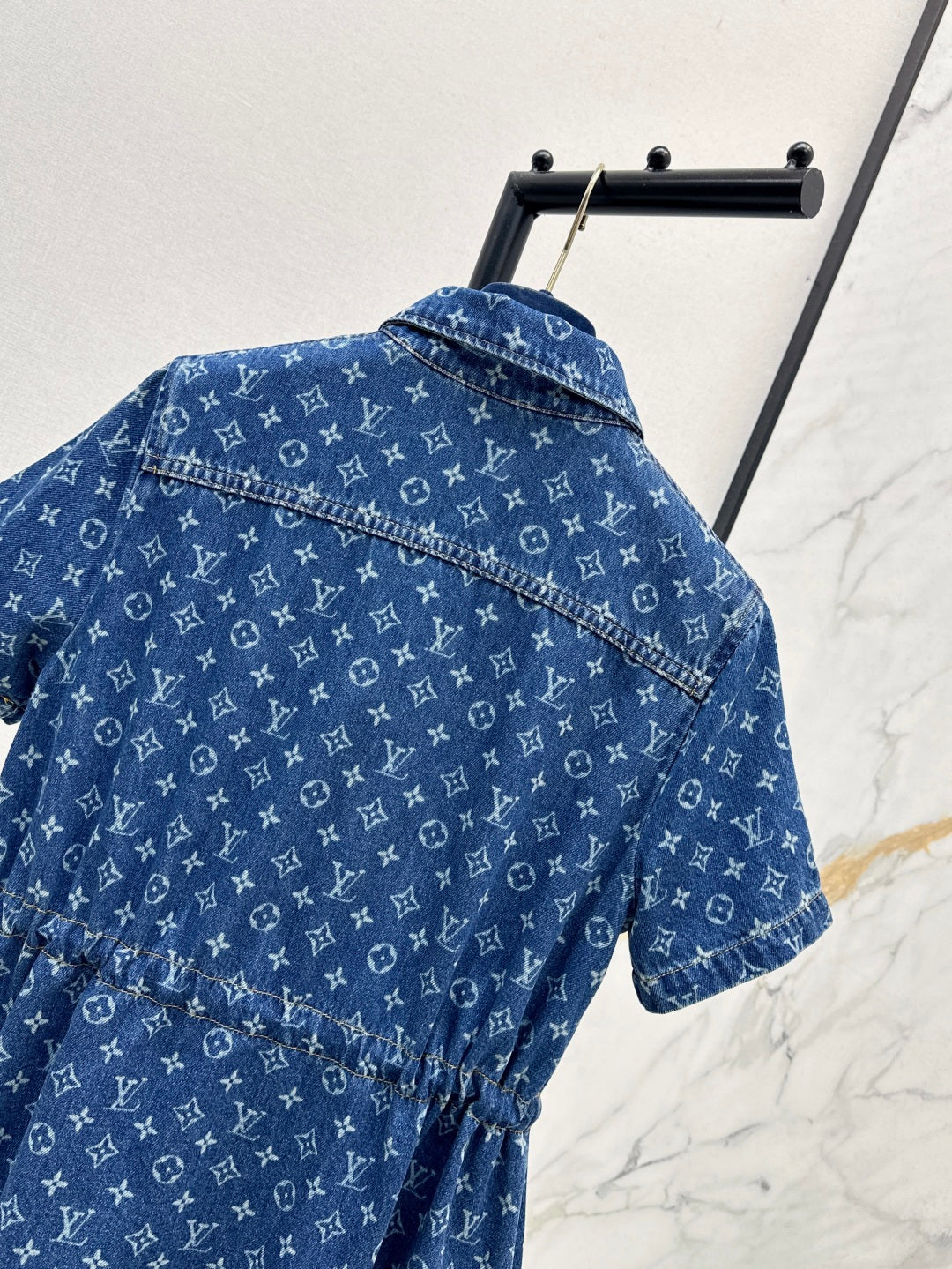 Loui* 25ss monogram denim short-sleeve dress