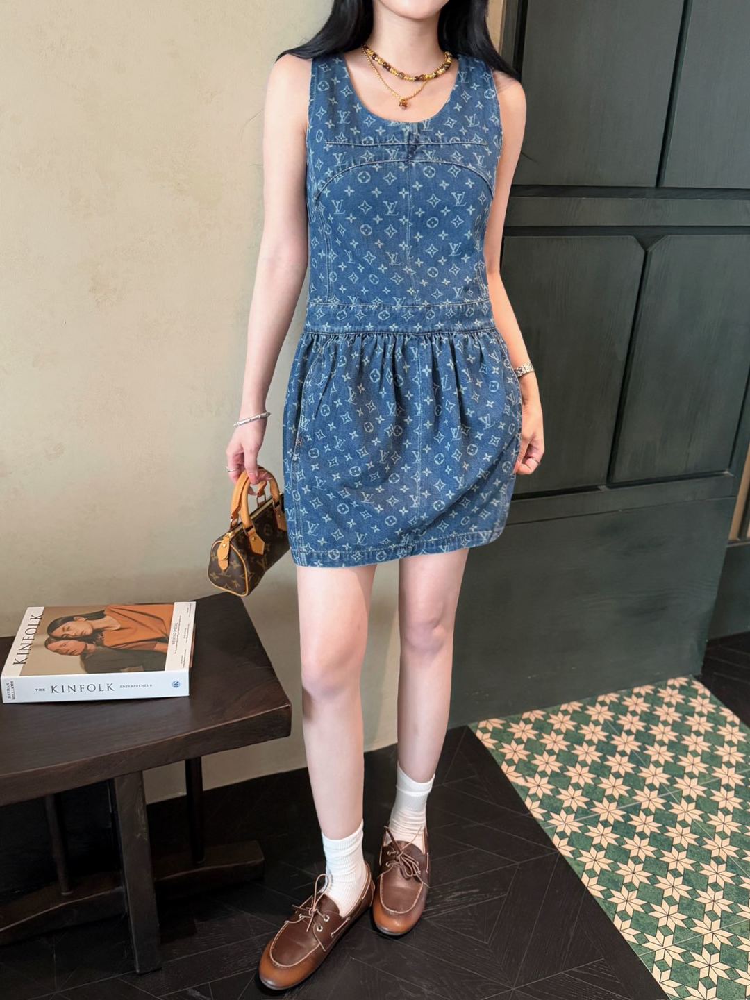 Loui* 25ss monogram denim dress
