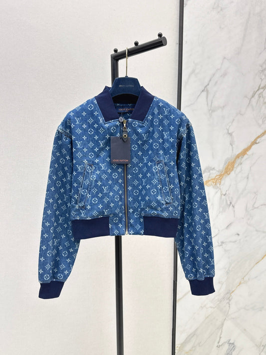 Loui* 25ss monogram cropped denim jacket
