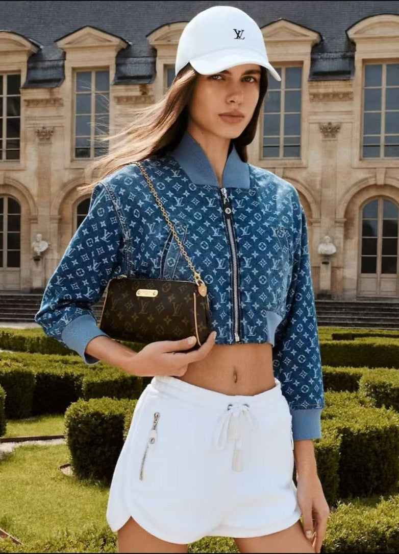 Loui* 25ss monogram cropped denim jacket