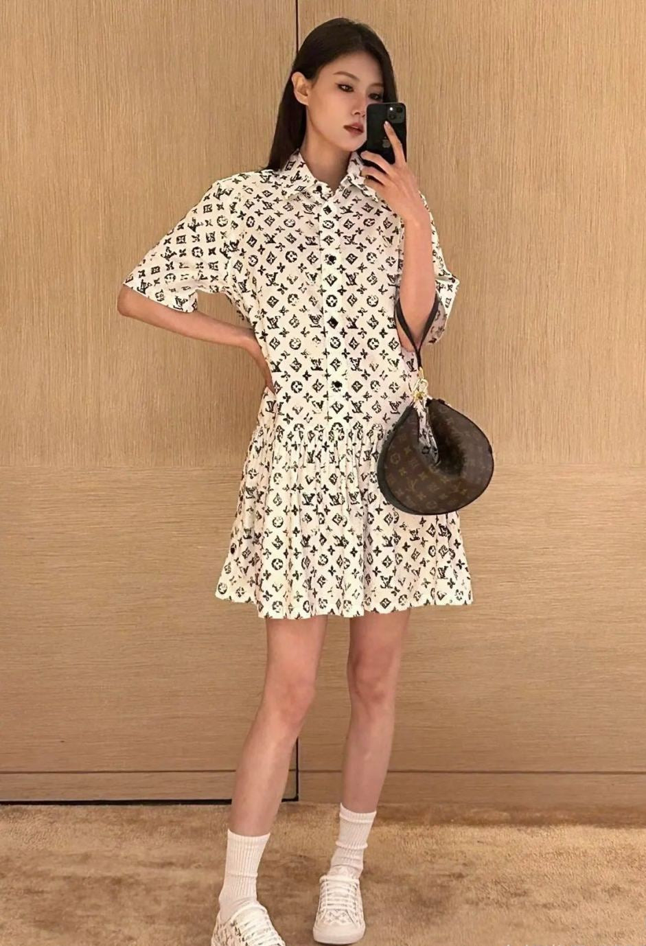 Loui* 25ss monogram cotton poplin shirtdress