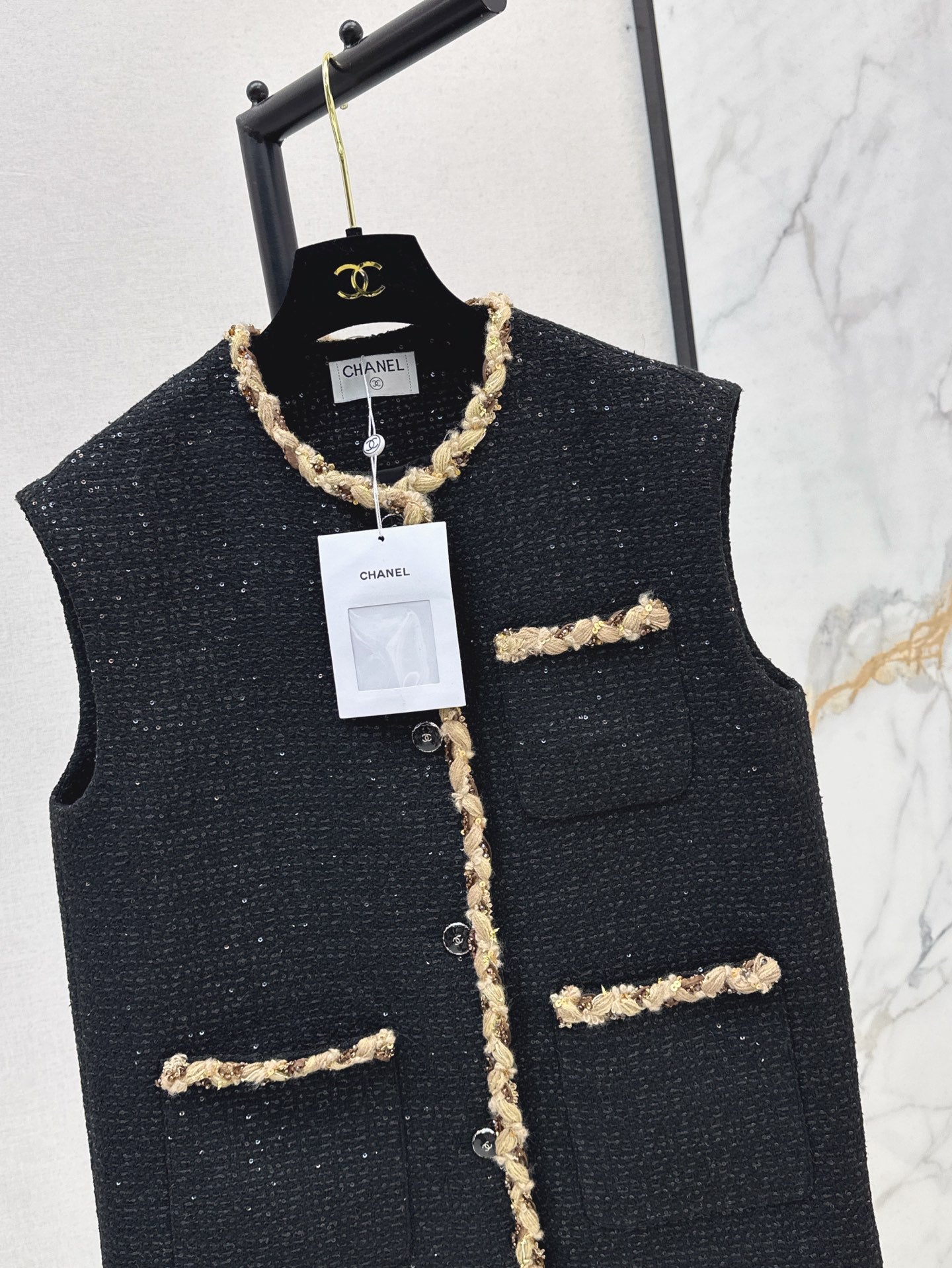 C*nel 25ss sequins tweed vest