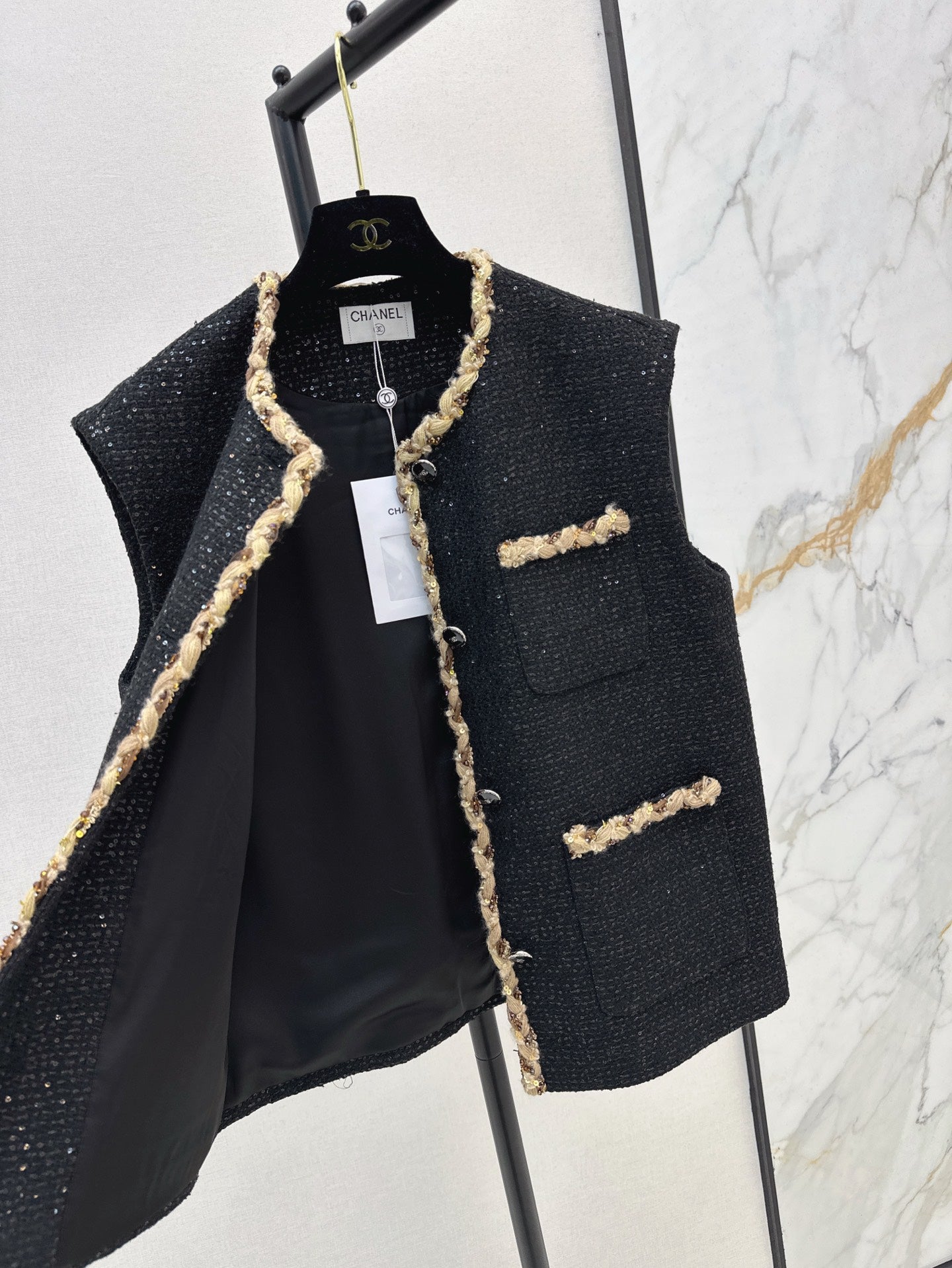 C*nel 25ss sequins tweed vest