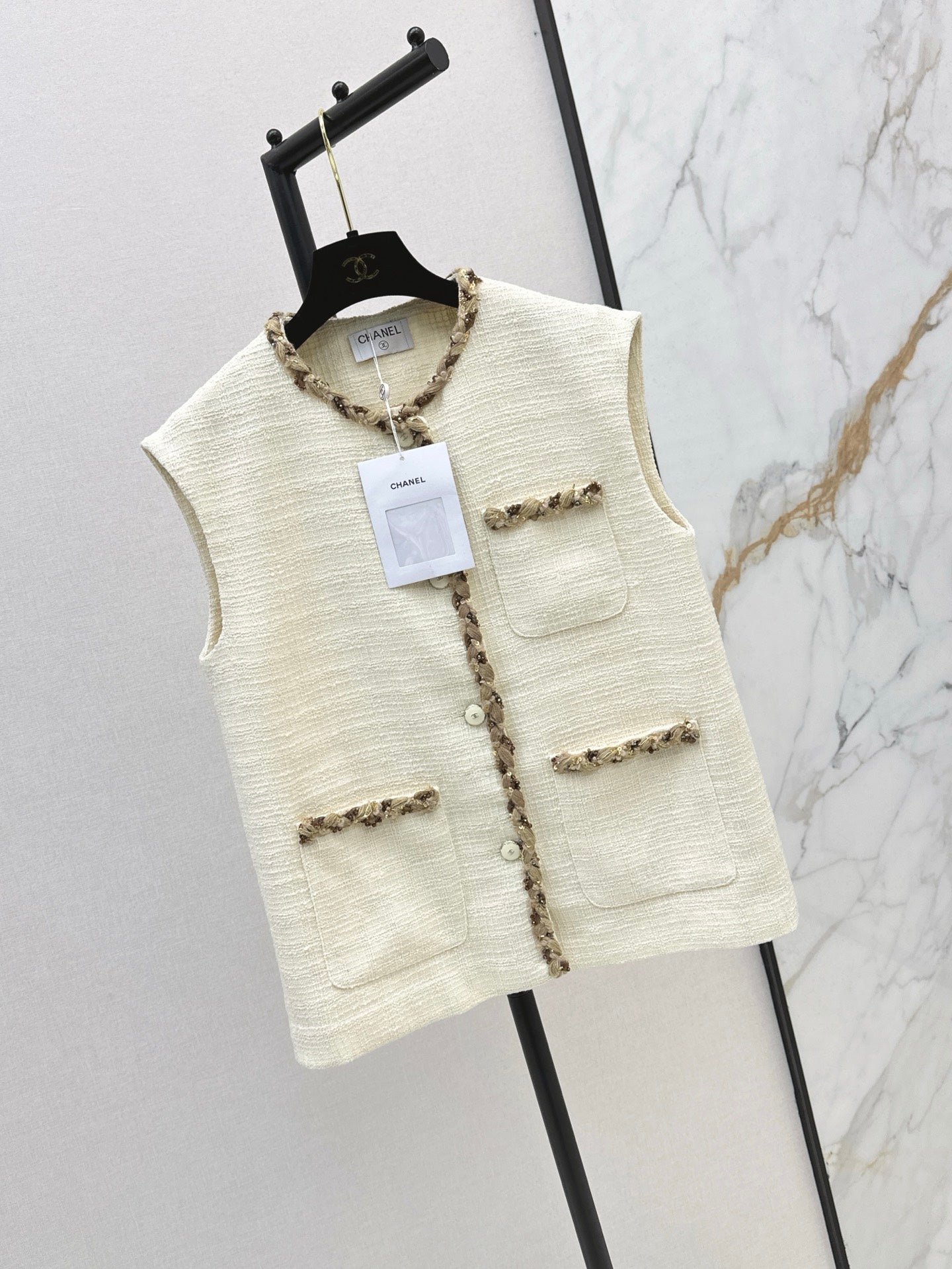 C*nel 25ss sequins tweed vest