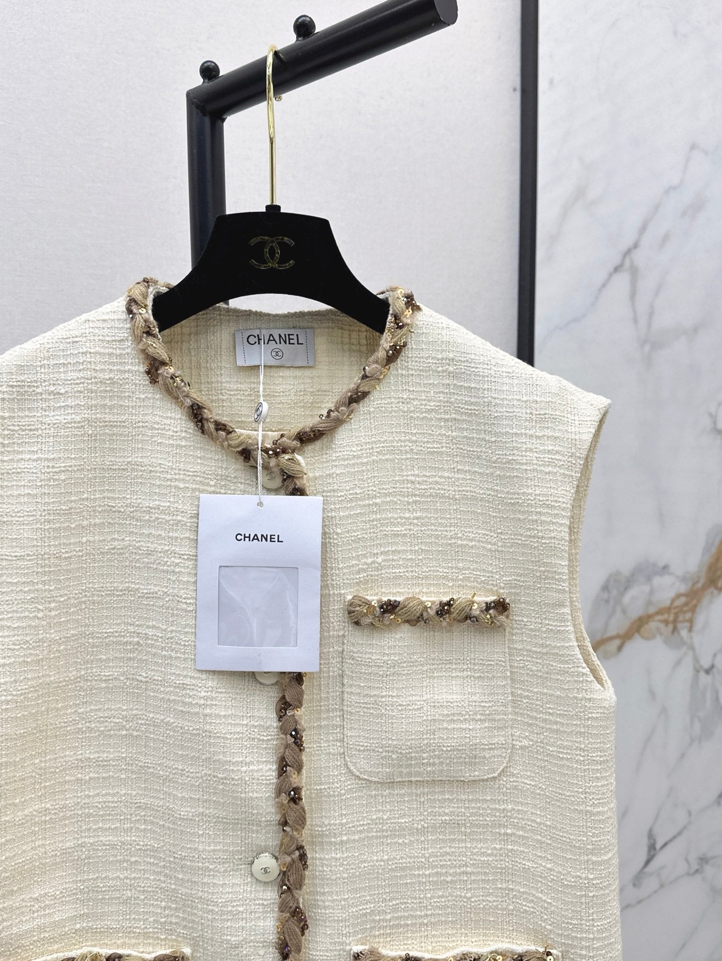 C*nel 25ss sequins tweed vest