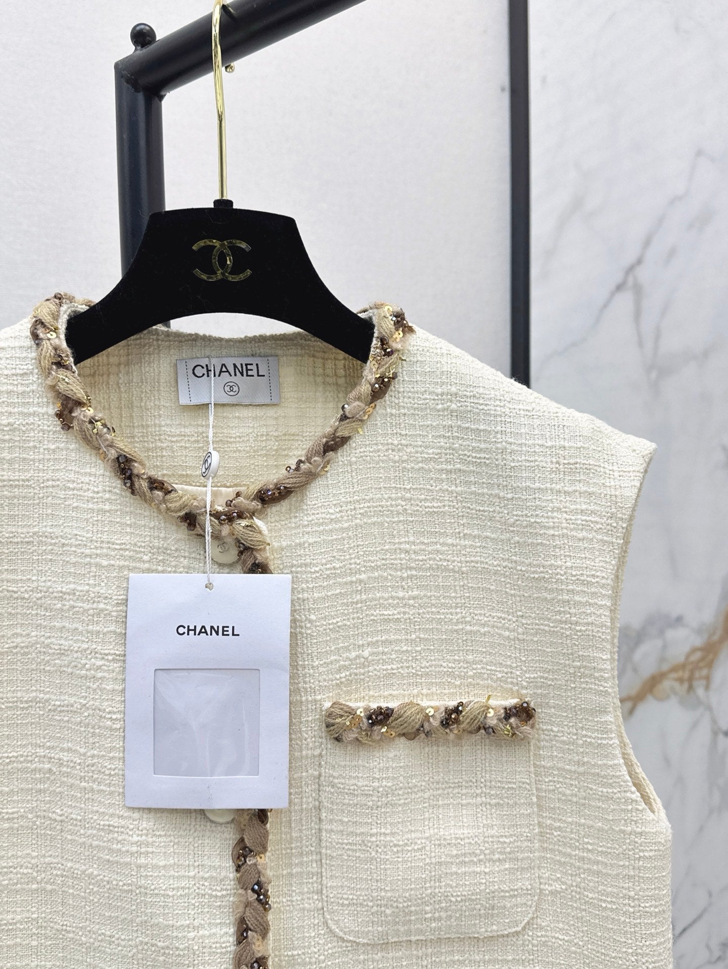 C*nel 25ss sequins tweed vest