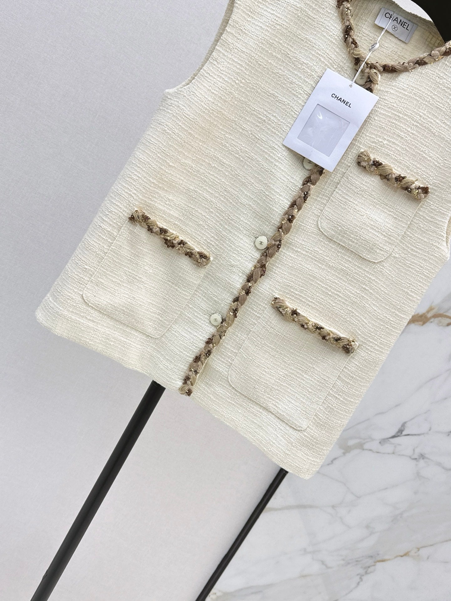 C*nel 25ss sequins tweed vest