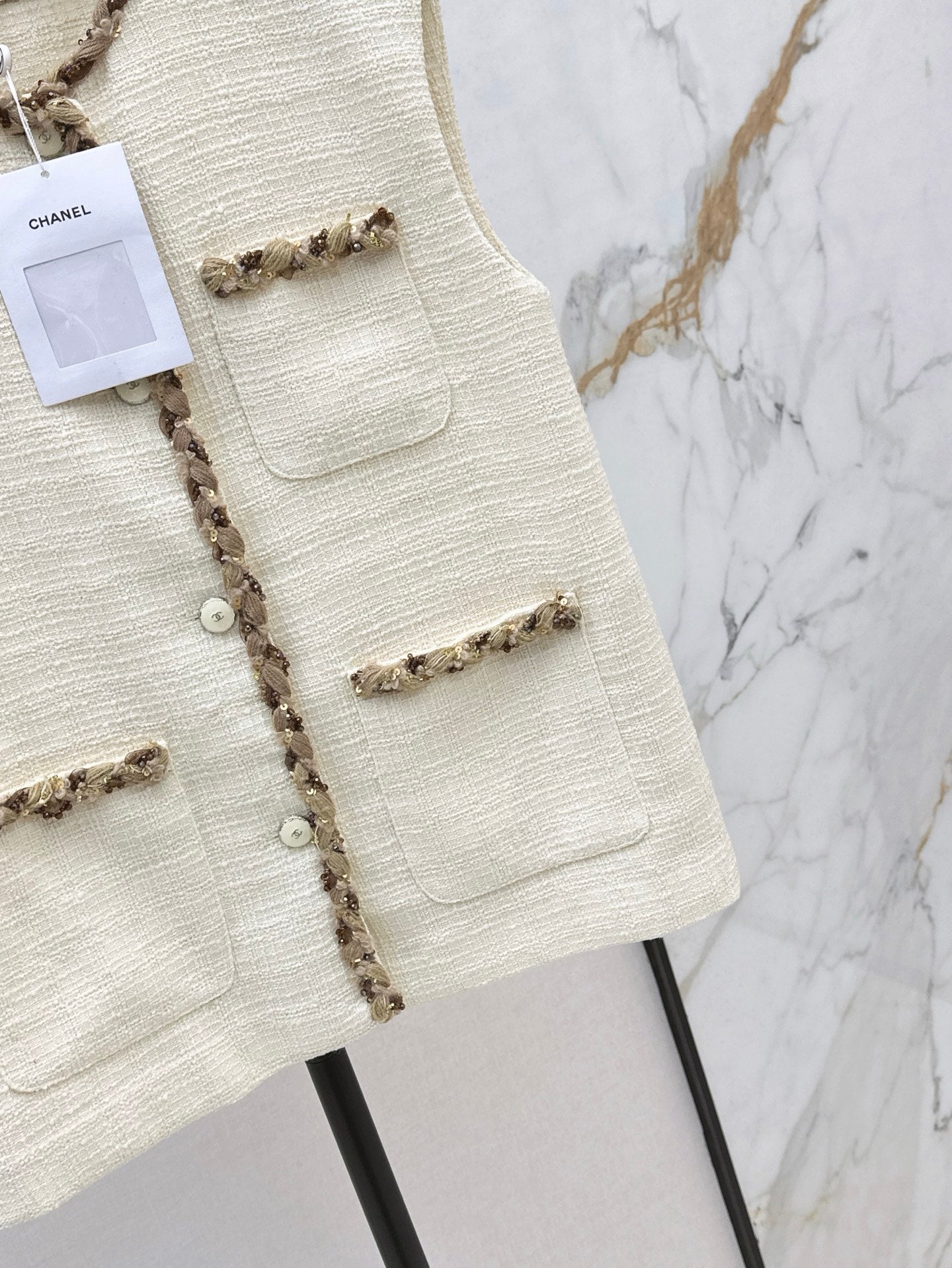 C*nel 25ss sequins tweed vest