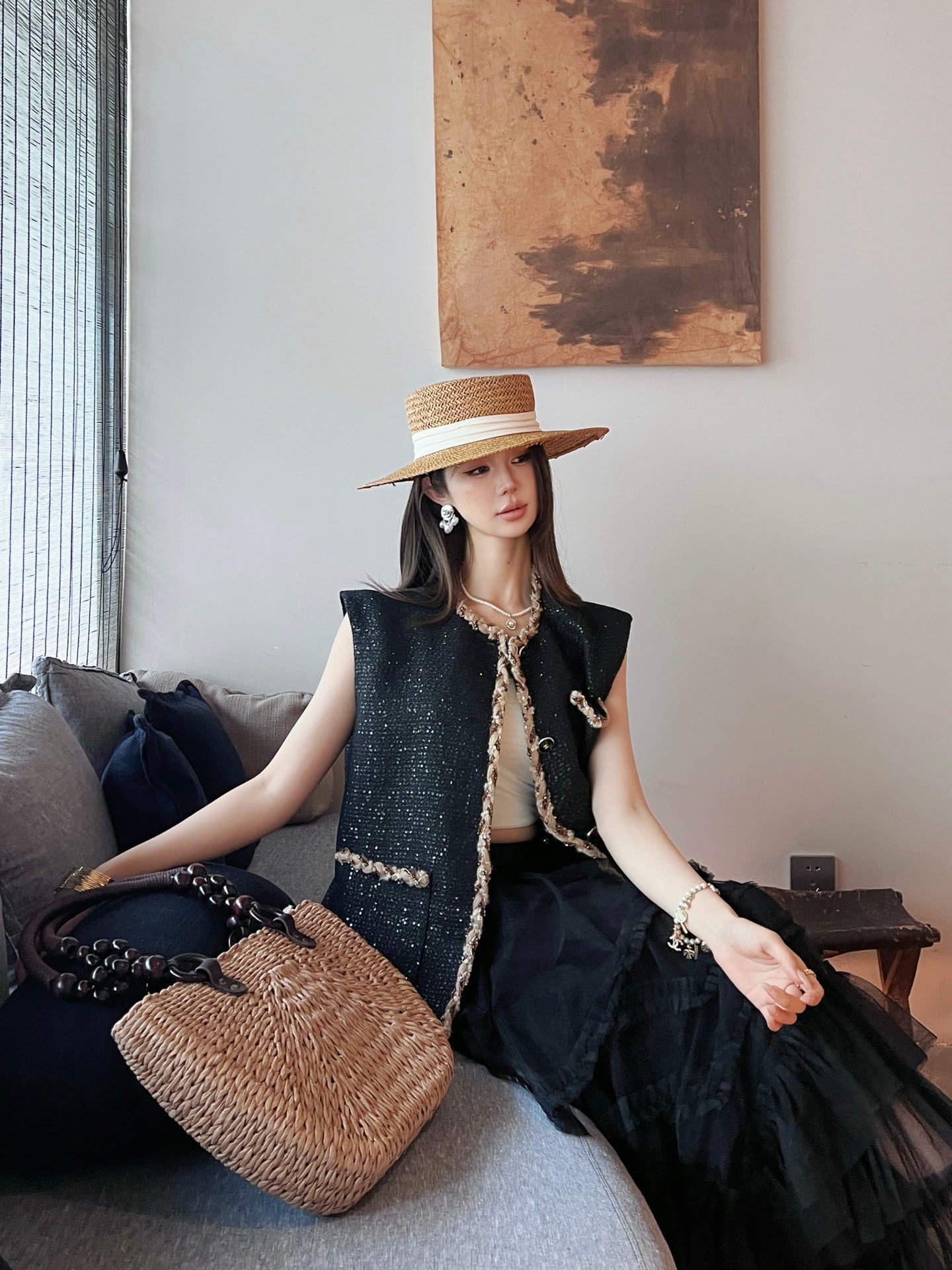 C*nel 25ss sequins tweed vest