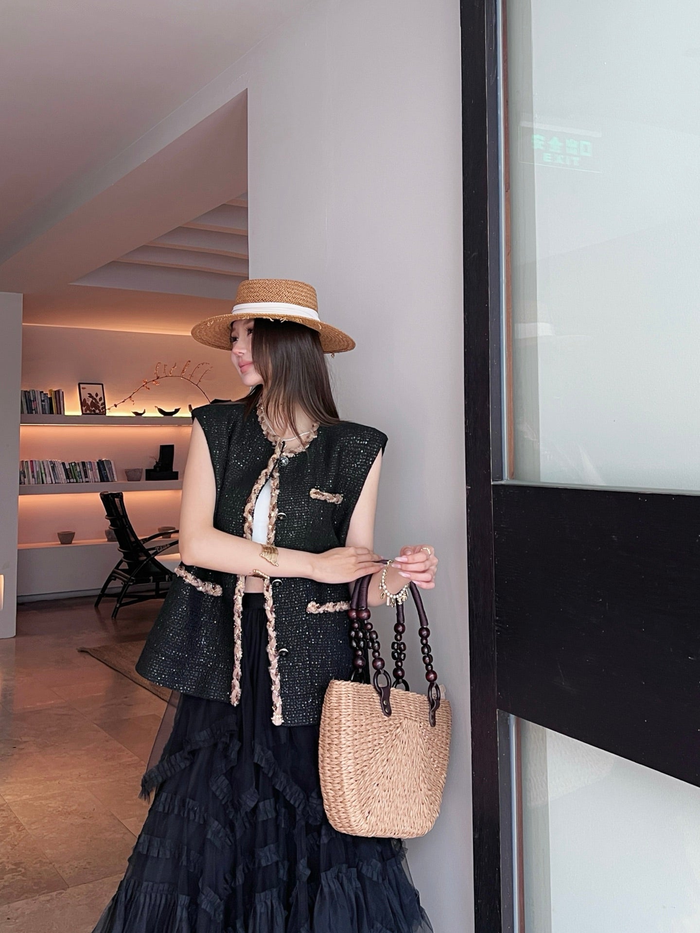 C*nel 25ss sequins tweed vest