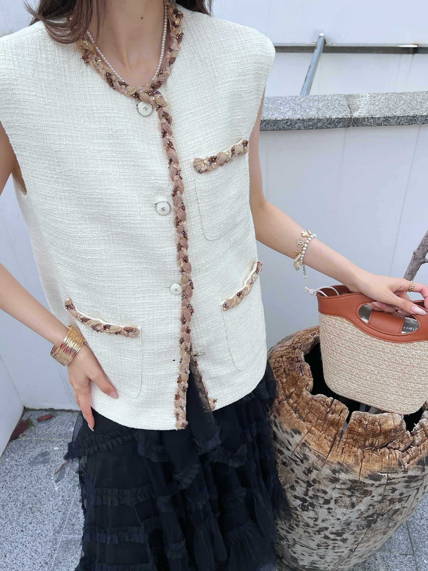 C*nel 25ss sequins tweed vest