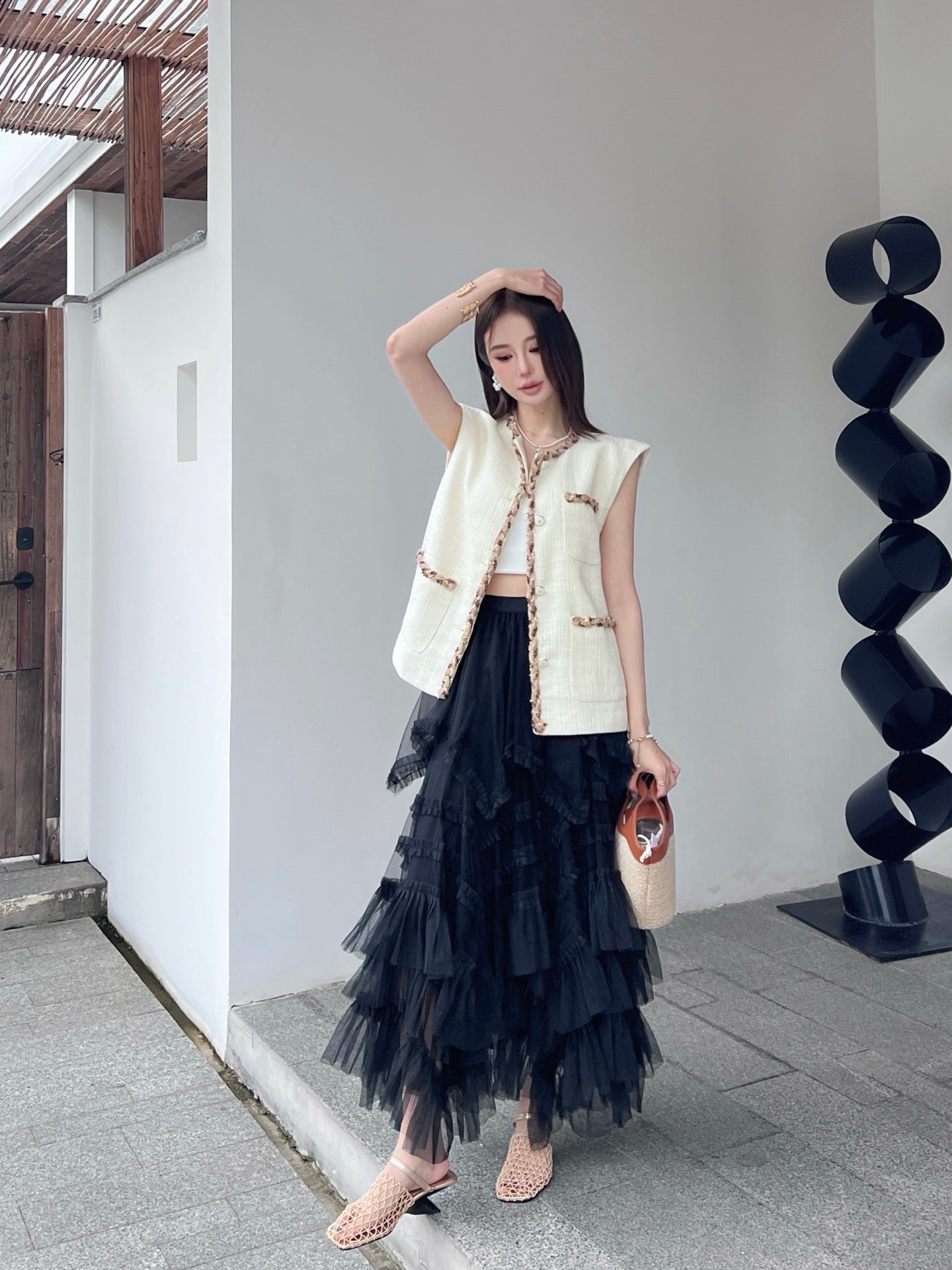 C*nel 25ss sequins tweed vest