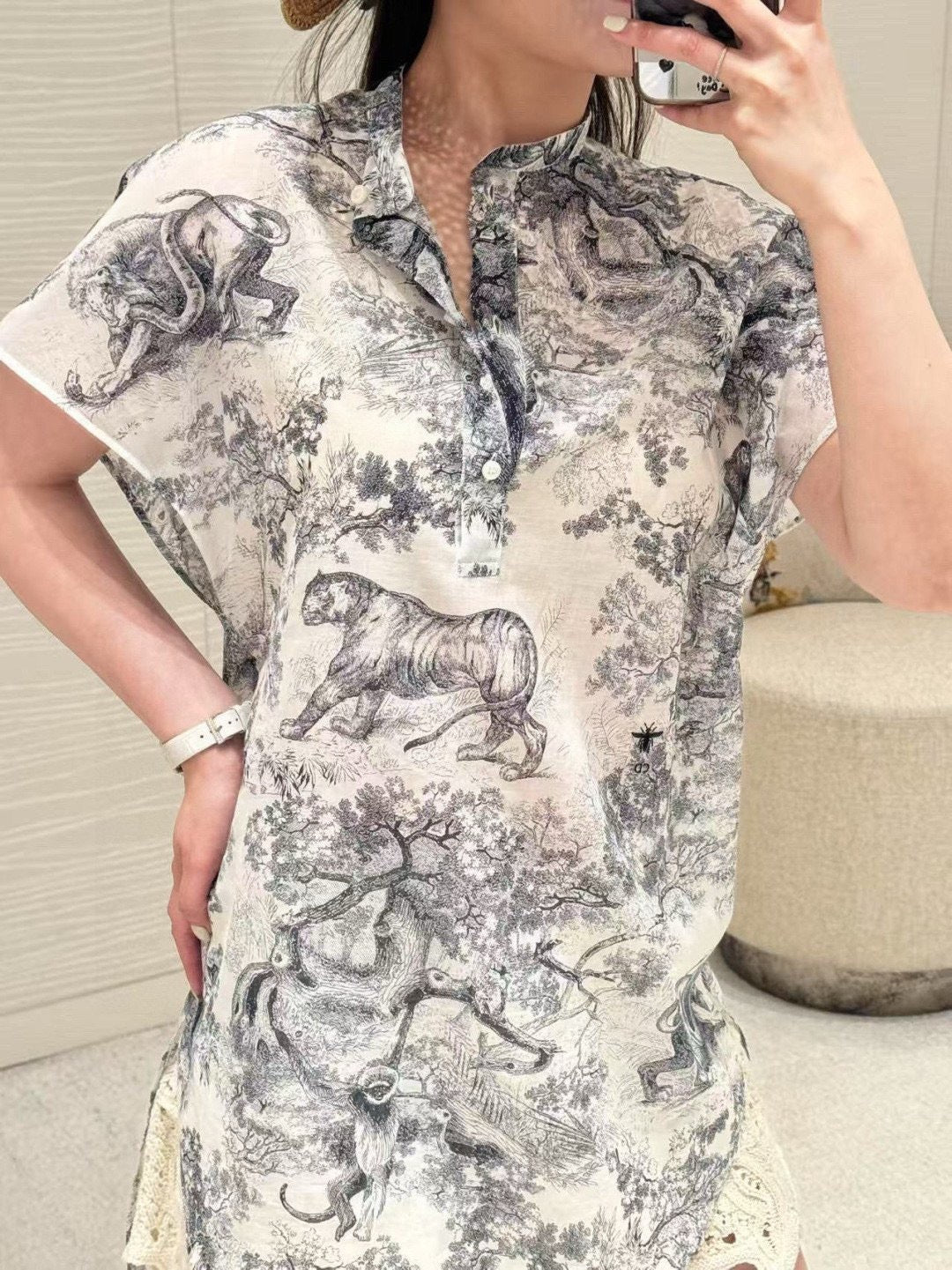 D*r 25ss long blouse with cap sleeve