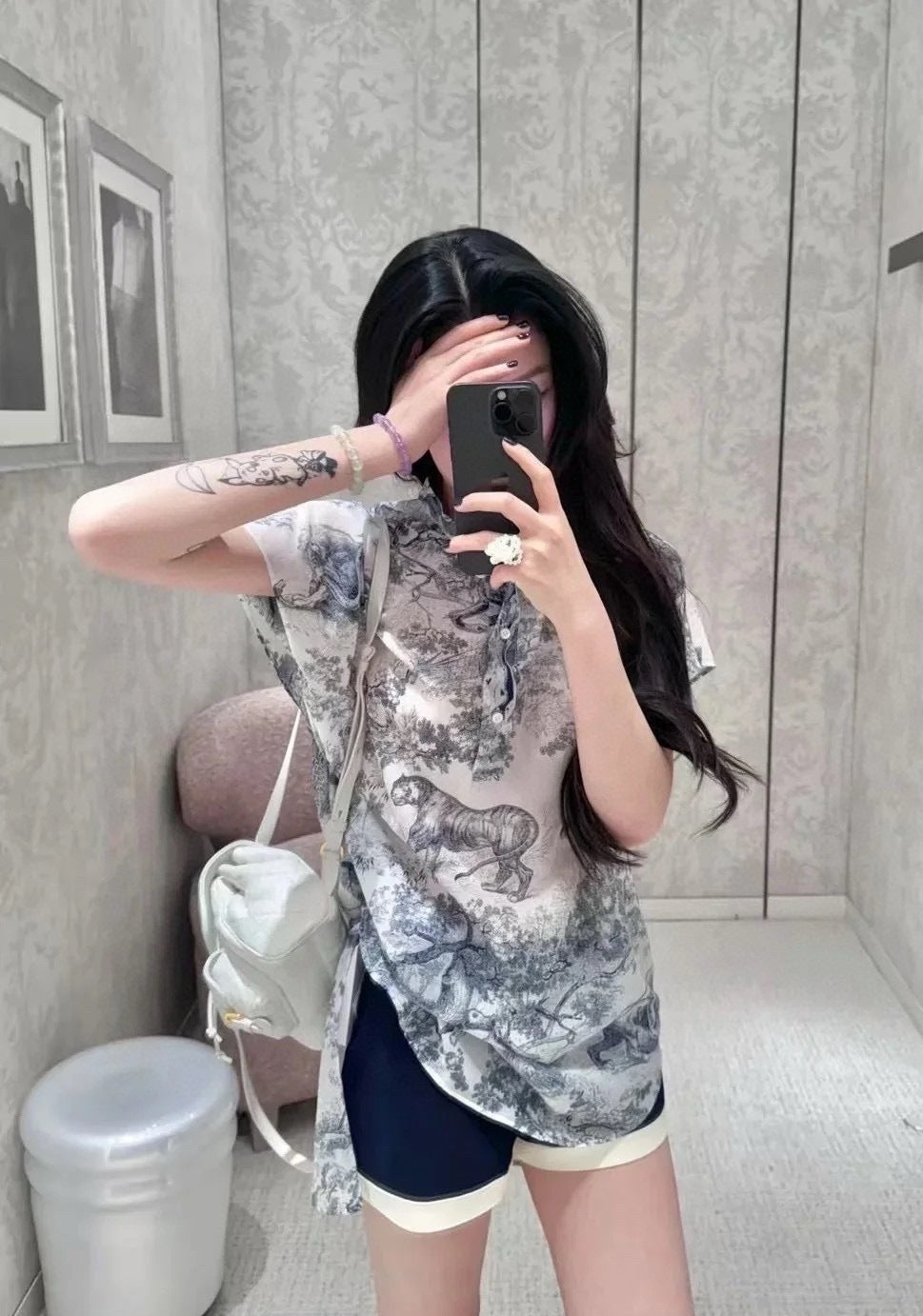 D*r 25ss long blouse with cap sleeve