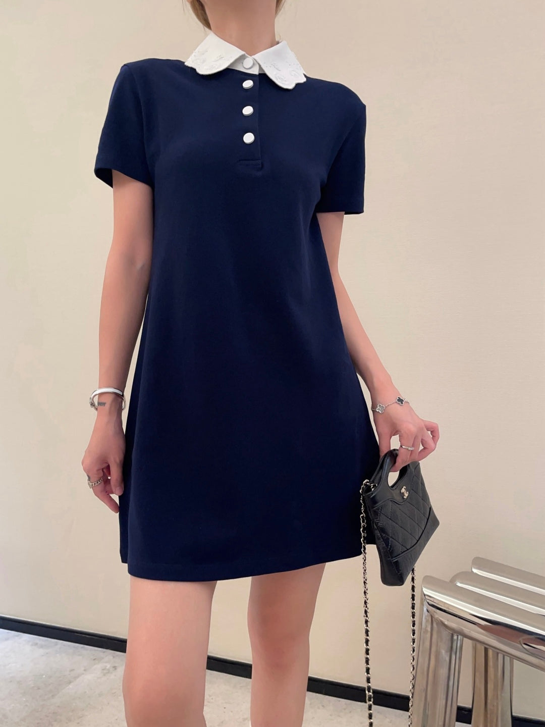 Valen* 25ss embroidered polo dress