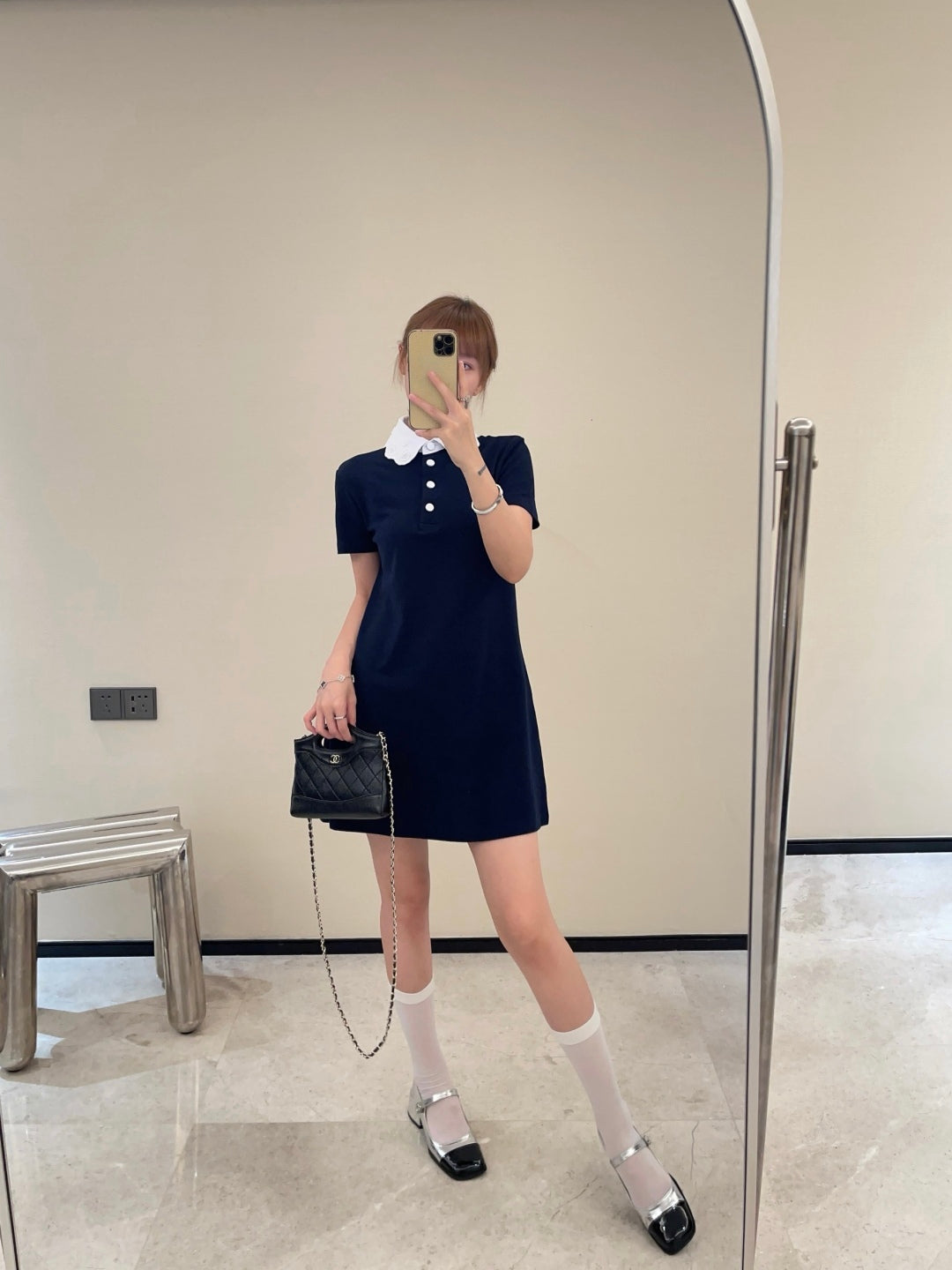 Valen* 25ss embroidered polo dress