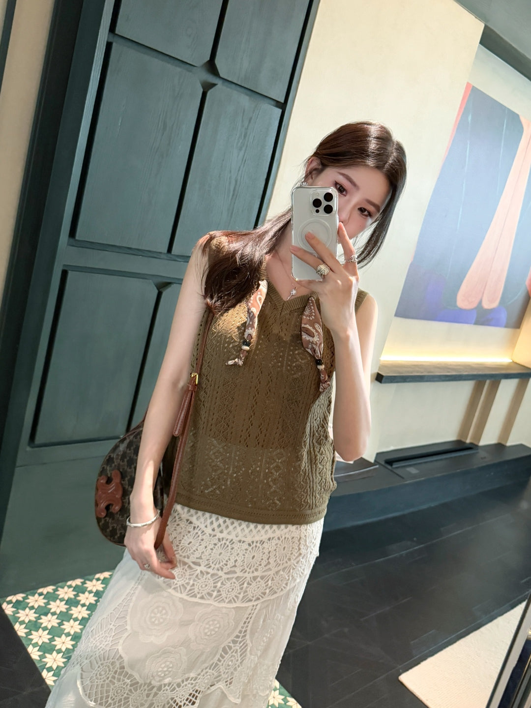 M*u 25ss knit vest with scarf