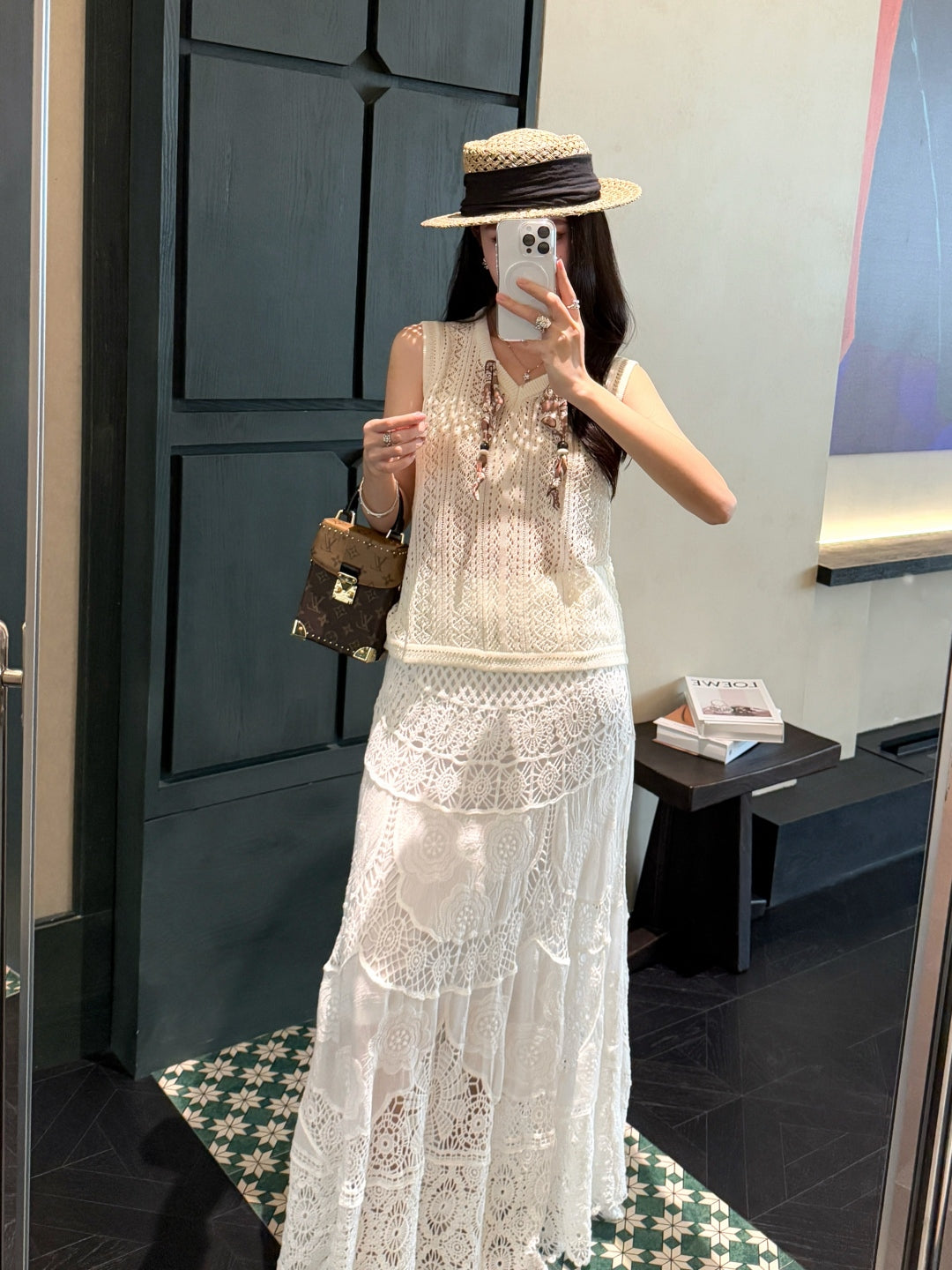 M*u 25ss knit vest with scarf