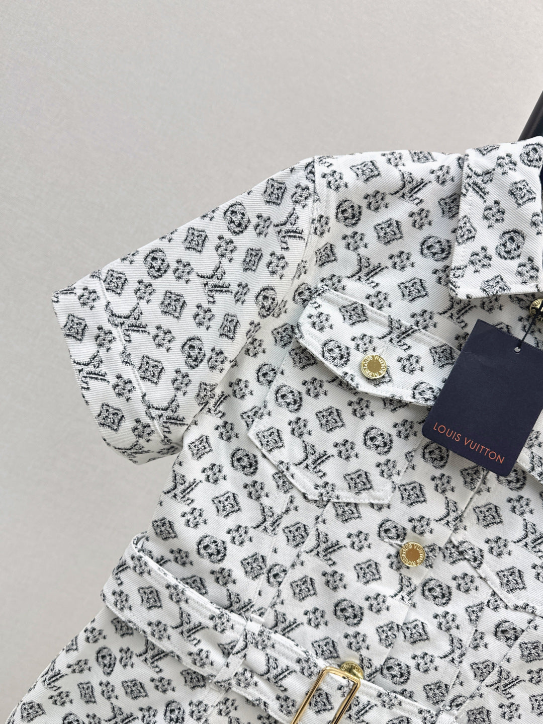 Loui* 25ss monogram jacquard denim shirtdress