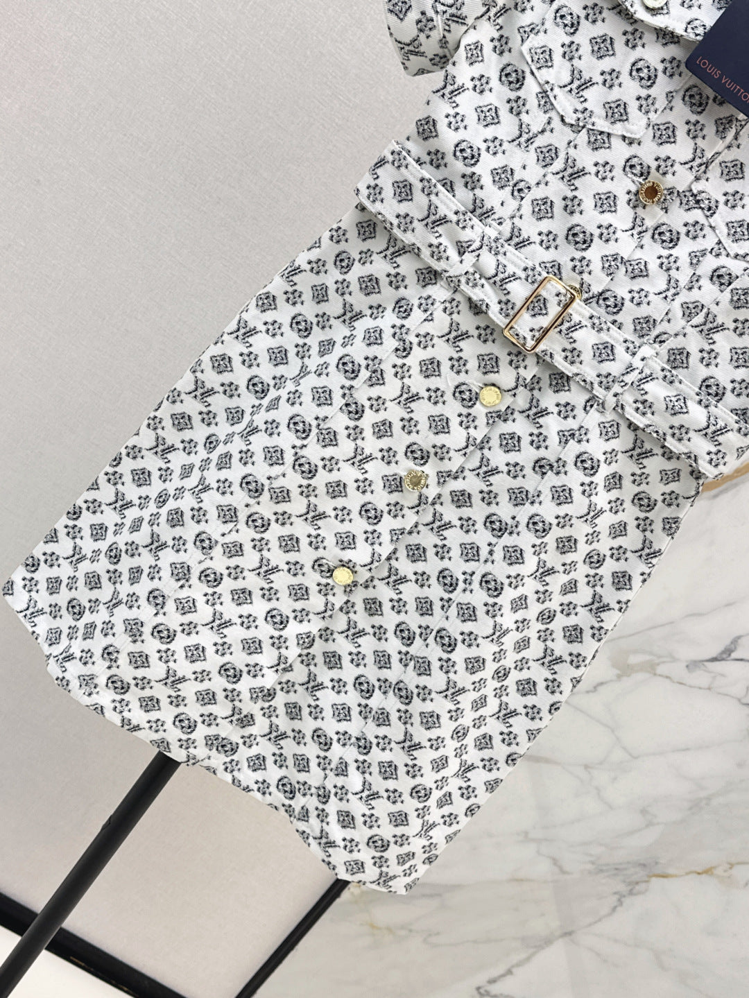 Loui* 25ss monogram jacquard denim shirtdress