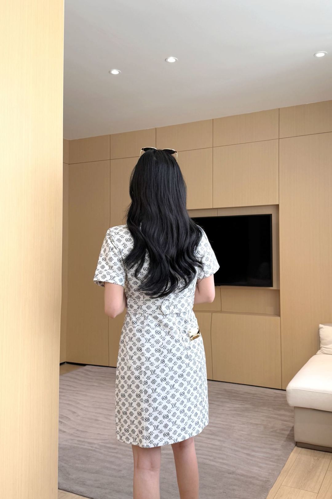 Loui* 25ss monogram jacquard denim shirtdress