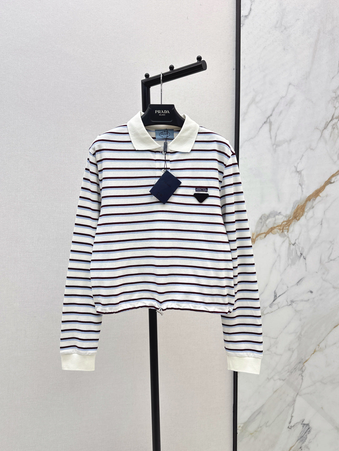 Pra* 25ss striped cotton jersey polo shirt