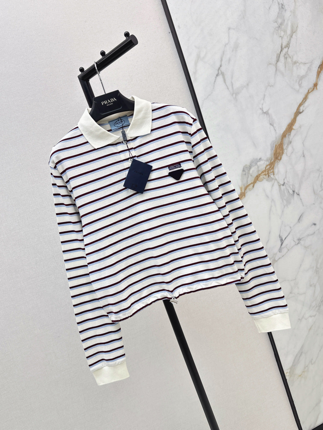 Pra* 25ss striped cotton jersey polo shirt