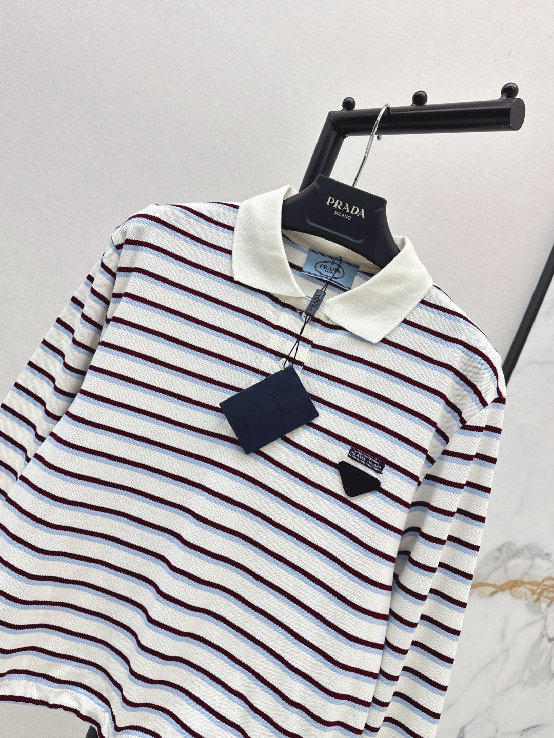 Pra* 25ss striped cotton jersey polo shirt