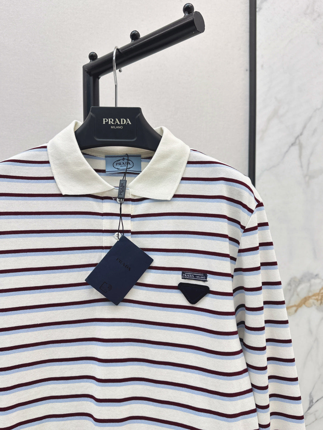 Pra* 25ss striped cotton jersey polo shirt