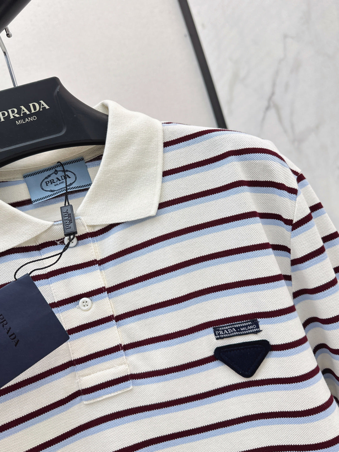Pra* 25ss striped cotton jersey polo shirt