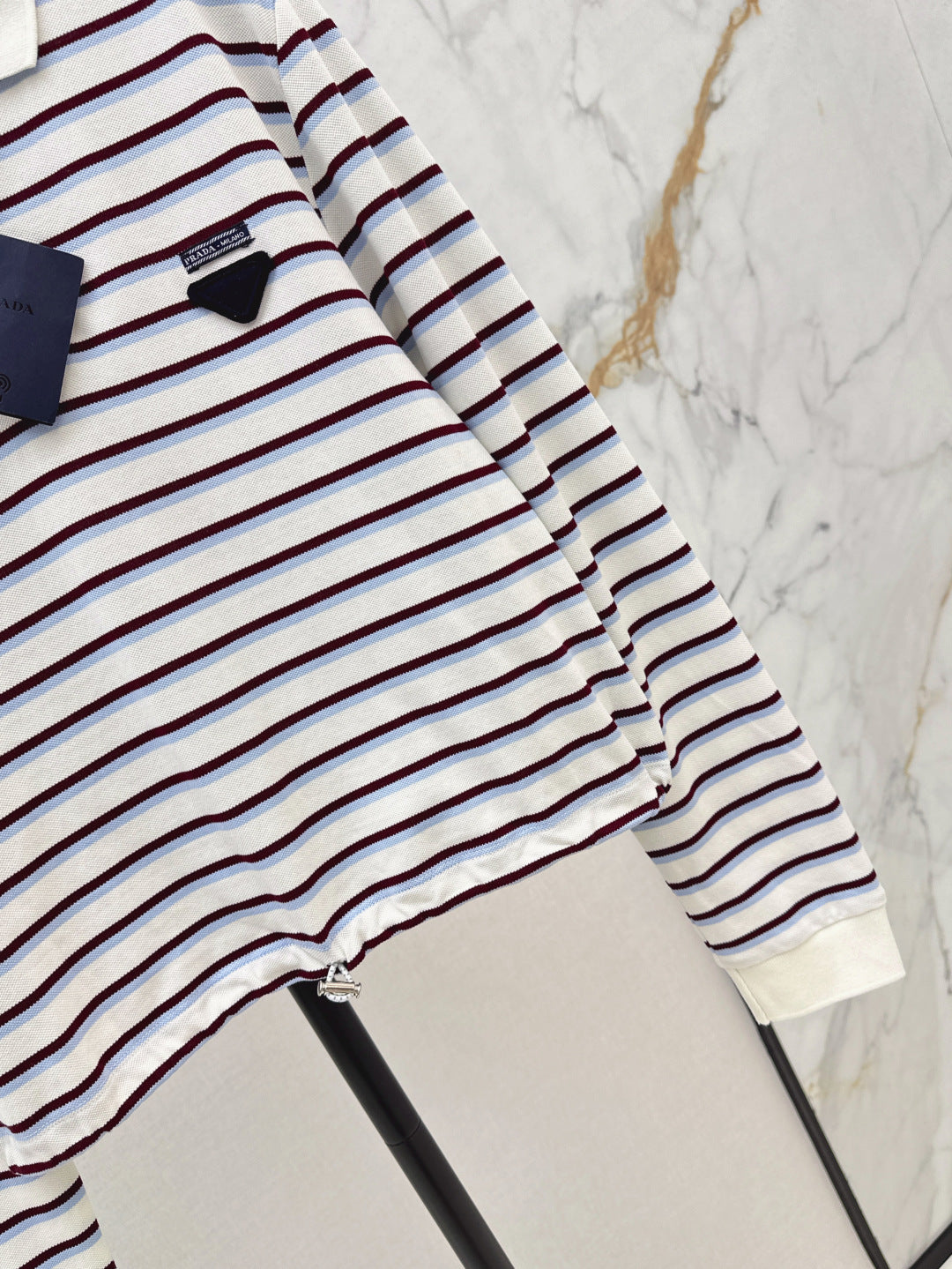 Pra* 25ss striped cotton jersey polo shirt