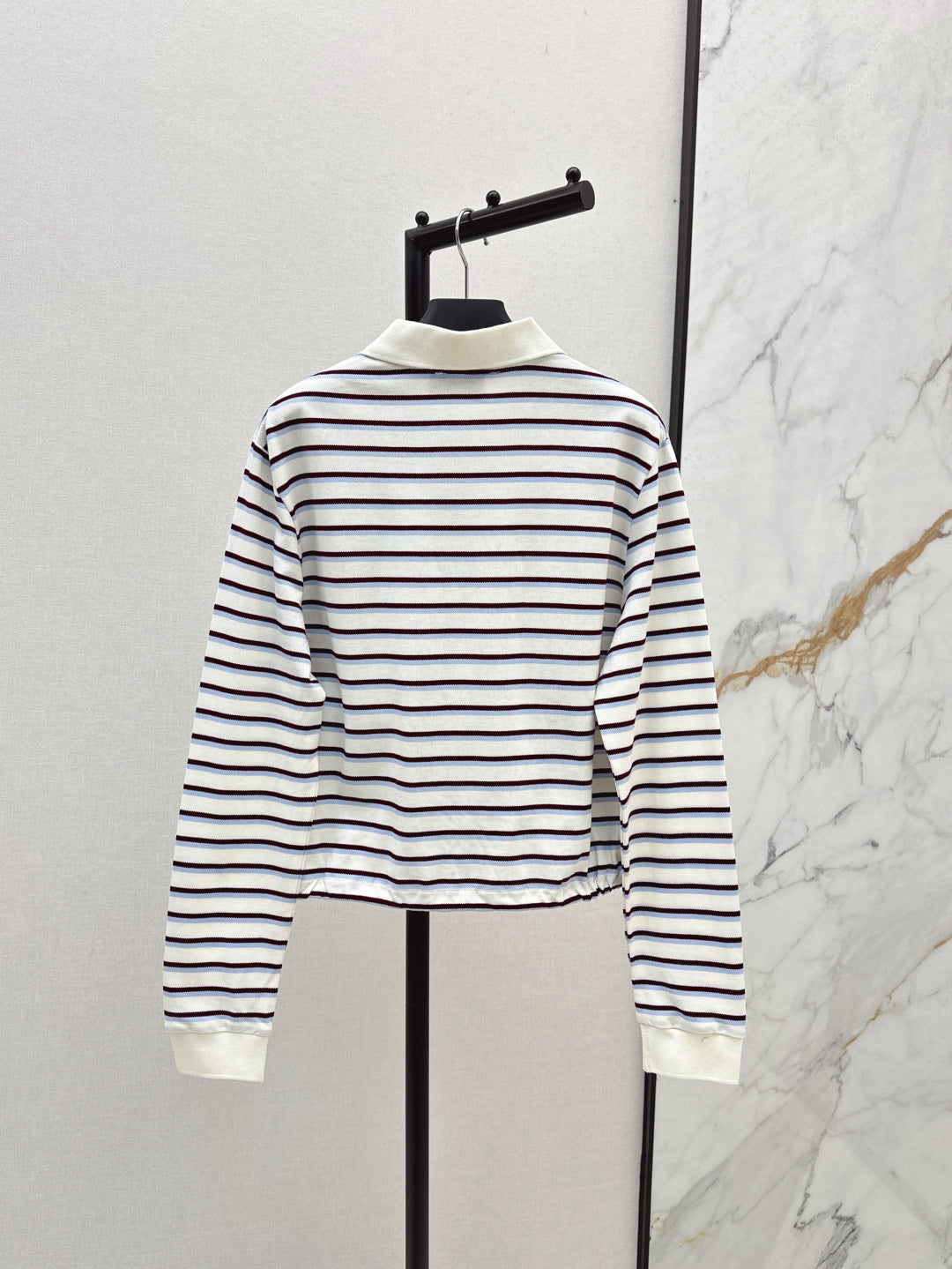 Pra* 25ss striped cotton jersey polo shirt