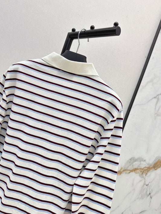 Pra* 25ss striped cotton jersey polo shirt
