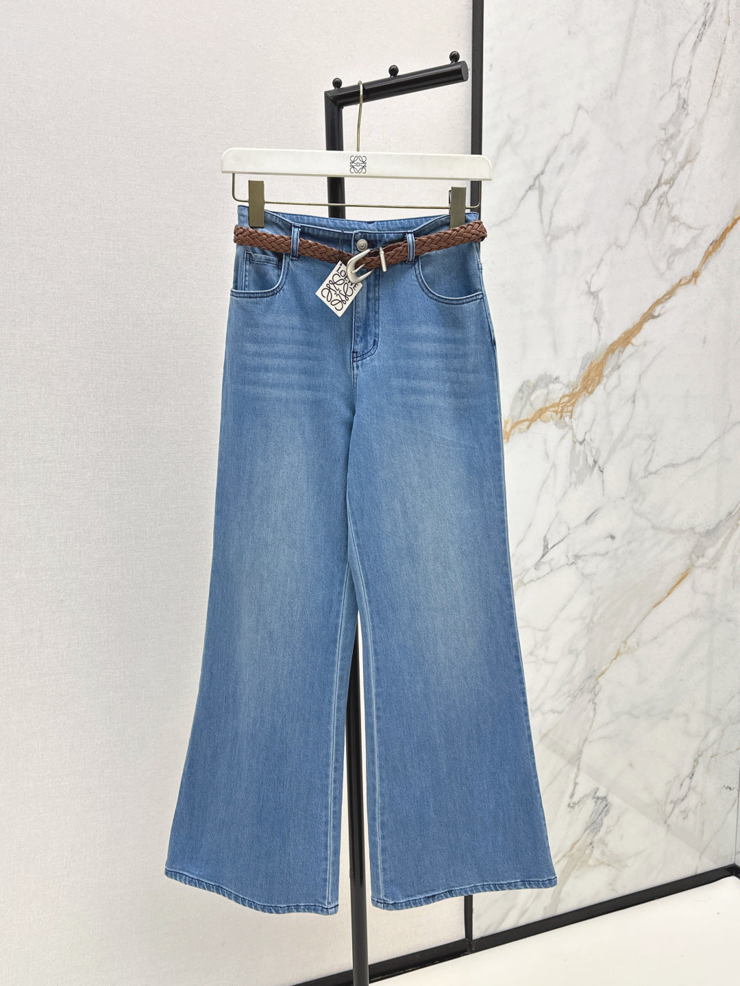 Loe* 25ss braided belt jeans