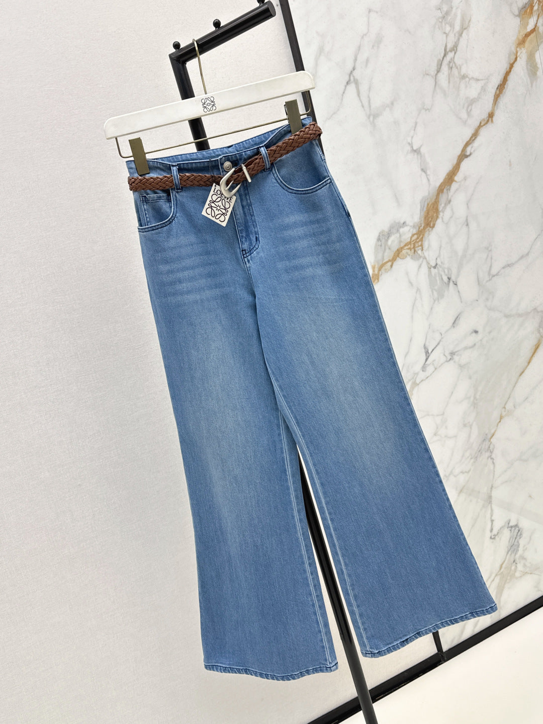 Loe* 25ss braided belt jeans