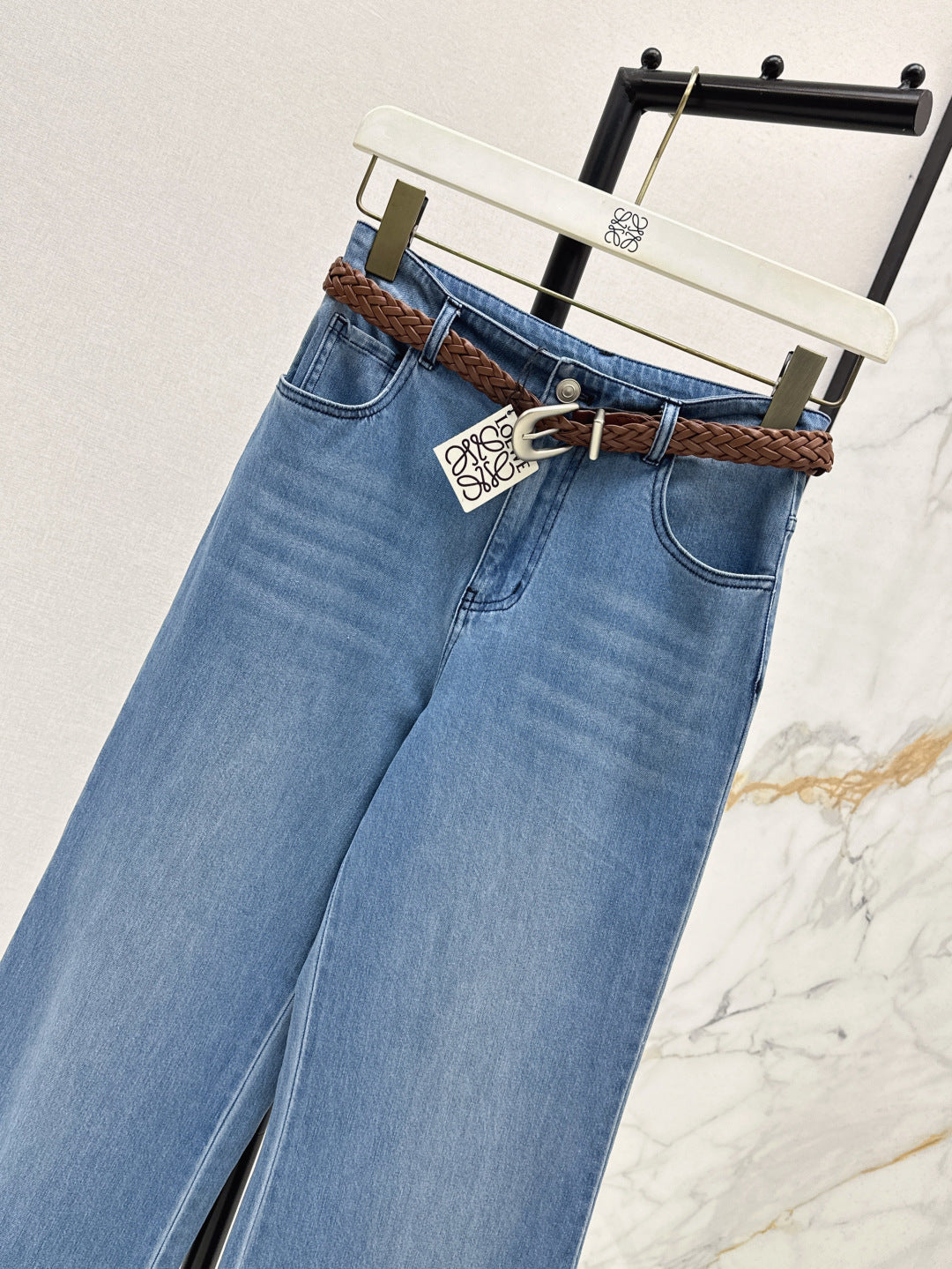 Loe* 25ss braided belt jeans