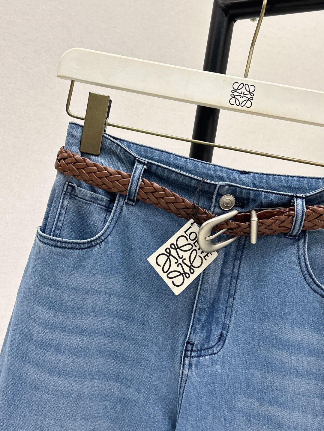 Loe* 25ss braided belt jeans