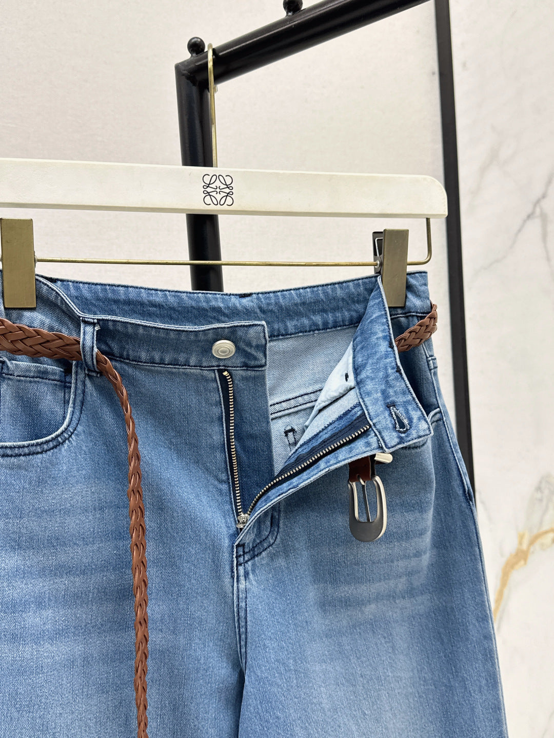 Loe* 25ss braided belt jeans