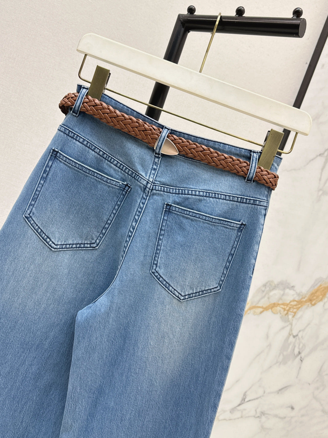 Loe* 25ss braided belt jeans