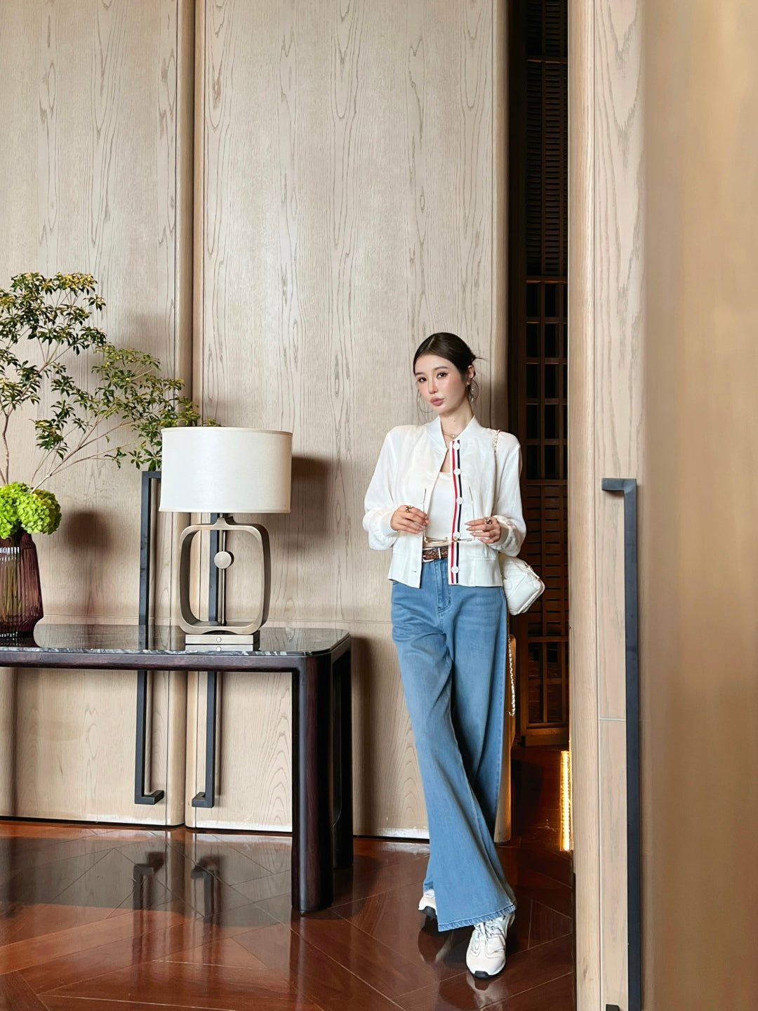 Loe* 25ss braided belt jeans