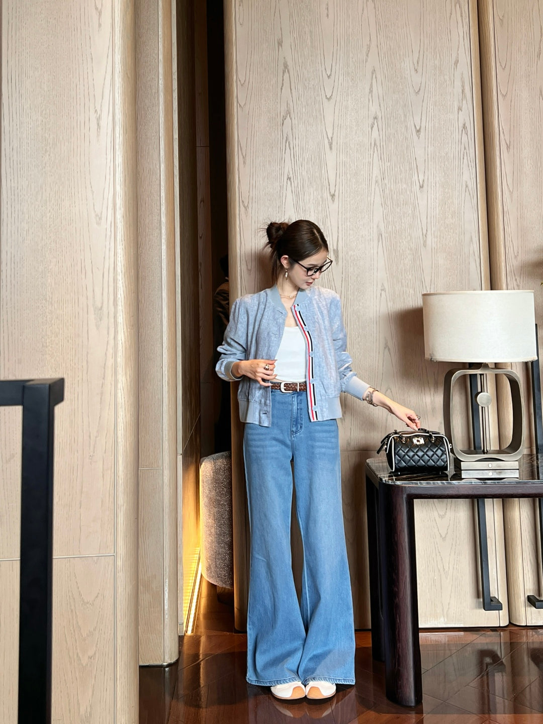 Loe* 25ss braided belt jeans