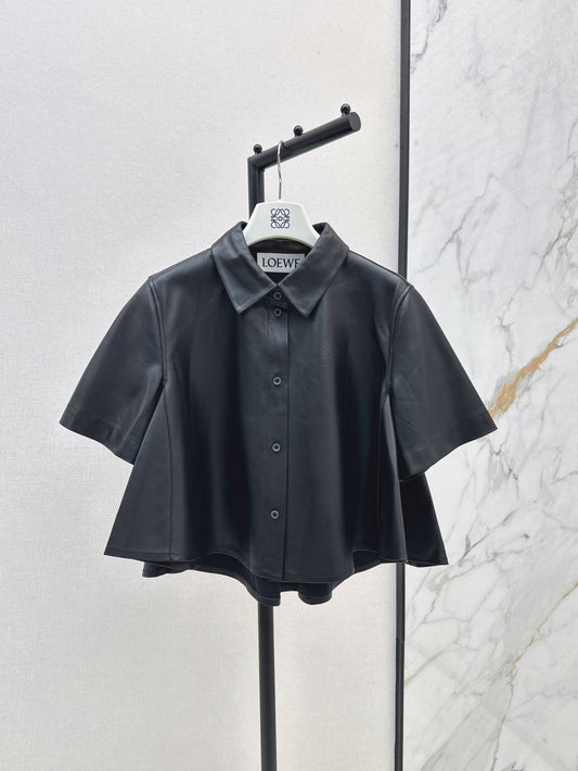 Loe* 25ss short sleeve trapeze shirt in nappa lambskin