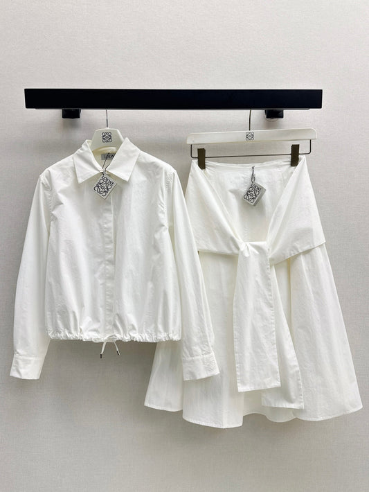Loe* 25ss cotton ballon shirt and wrap skirt set
