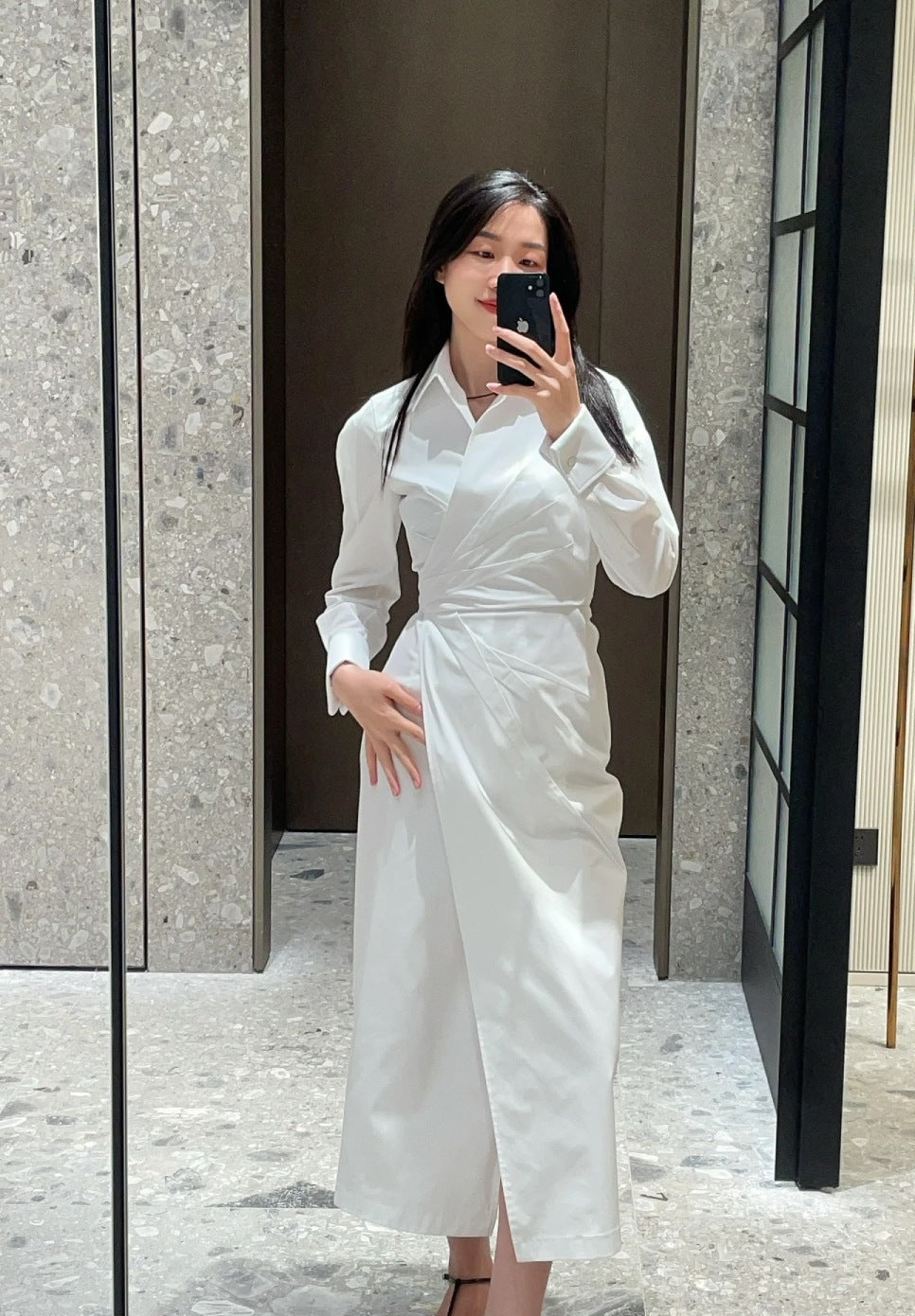 MaxM* 25ss long wrinkles shirtdress