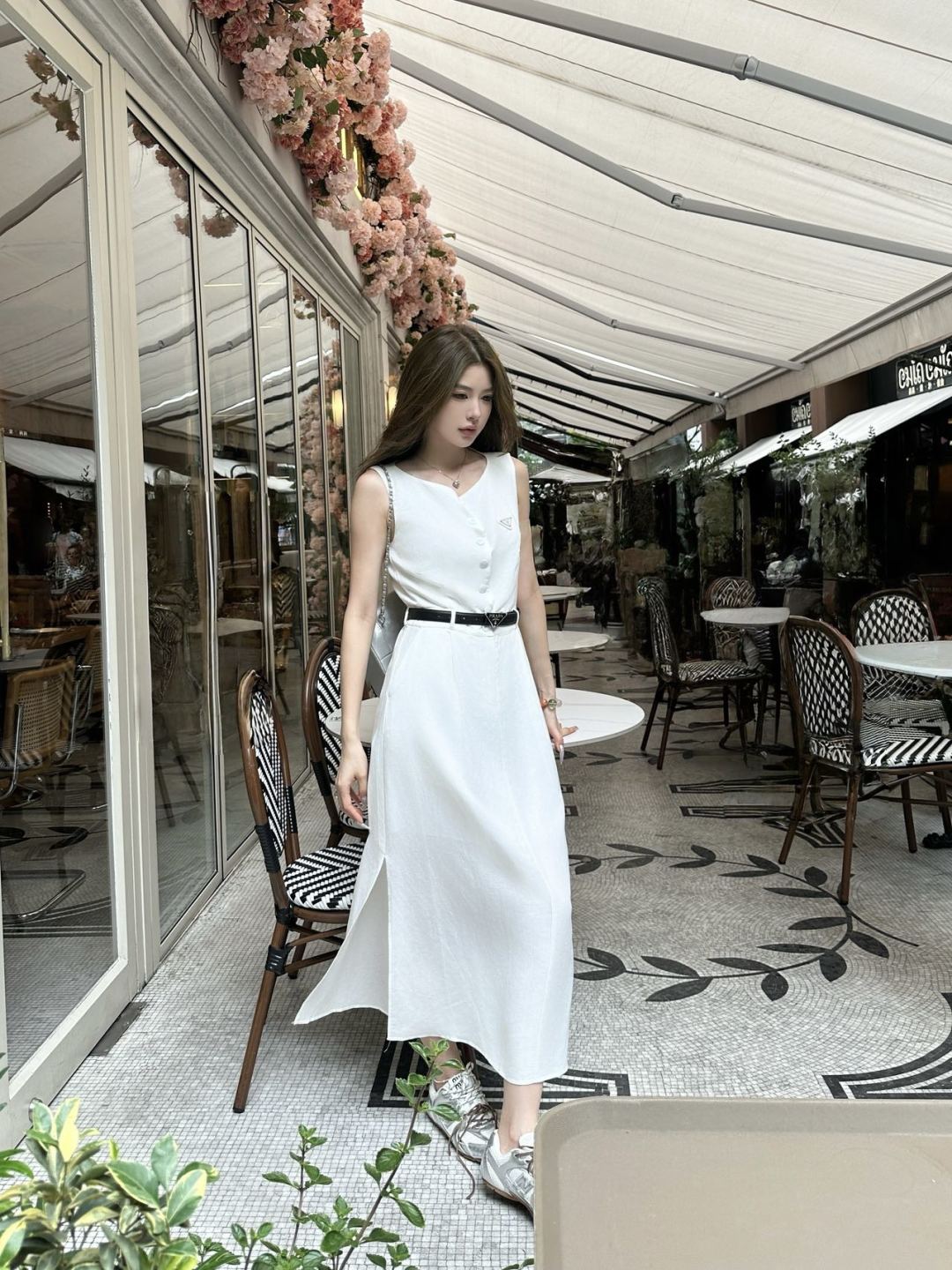 Pra* 25ss cotton belted dress