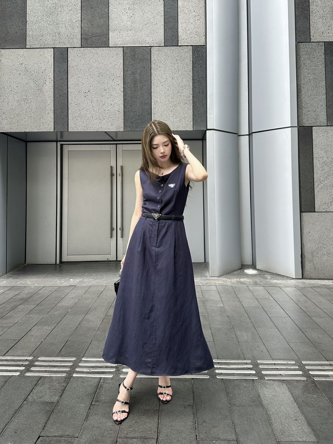 Pra* 25ss cotton belted dress