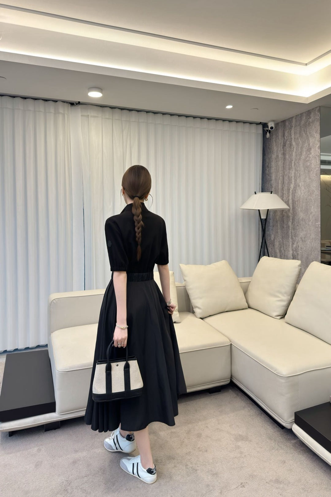 Monc* 25ss turtleneck cotton midi dress