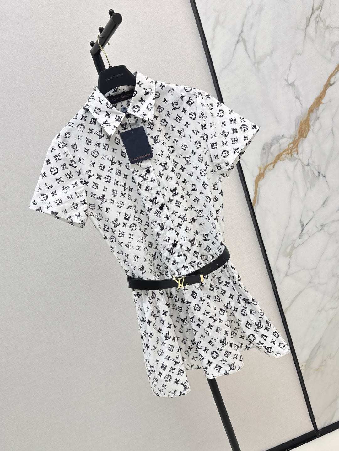 Loui* 25ss monogram cotton belted shirtdress