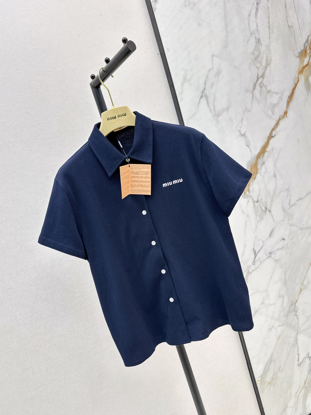 M*u 25ss pique cotton short=sleeve shirt