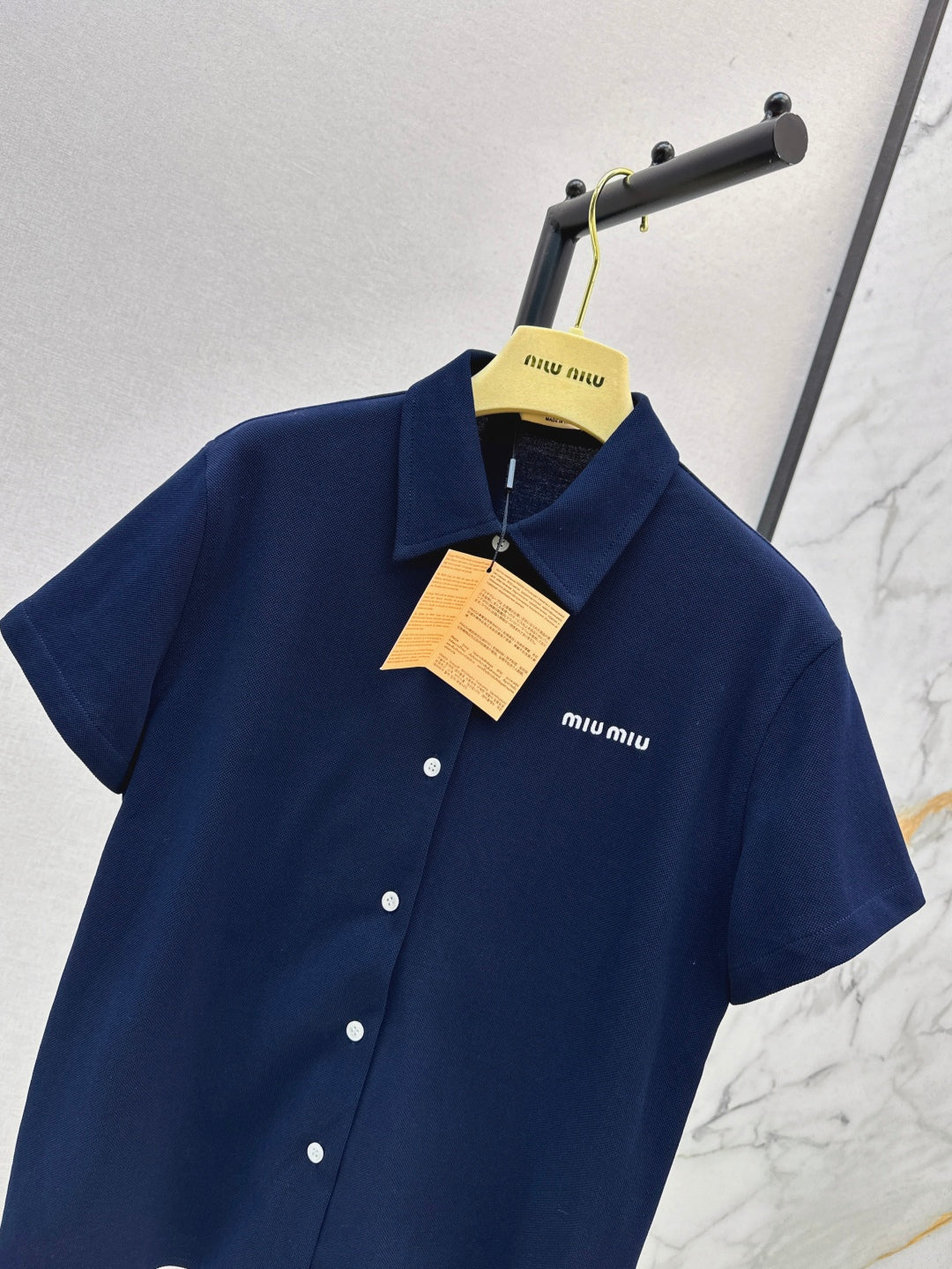 M*u 25ss pique cotton short=sleeve shirt